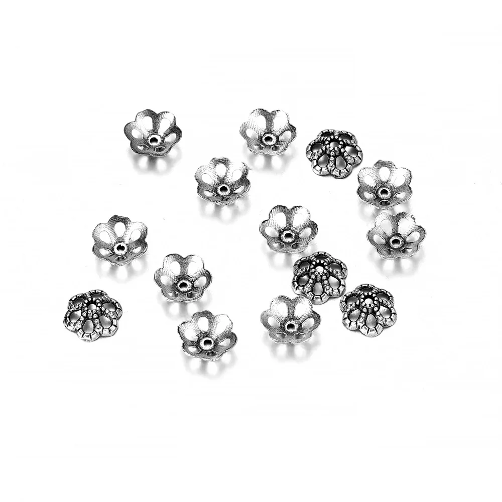 

50pcs/Lot 9mm Antique Flower Torus Flower Metal Bead End Caps For Jewelry Making Findings Needlework Diy Accessories