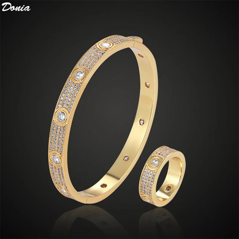 

Donia jewelry Fashion classic copper bracelet jewelry set with ring Perfect zircon bride jewelry set Love bracelet & ring luxury
