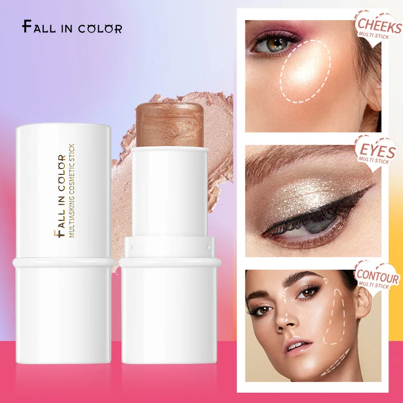 

Multifunctional Makeup Stick Lipstick Face Blush Highlight Contour Stick 3 In 1 Bronzer Pearlescent Shimmer Powder Face Brighten