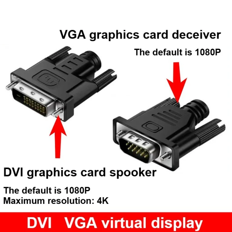 Фото Адаптер виртуального дисплея VGA DVI DP, заглушка, EDID, безголовый эмулятор призрака, блокирующая пластина, адаптер монитора для видеокарты DDC EDID №1