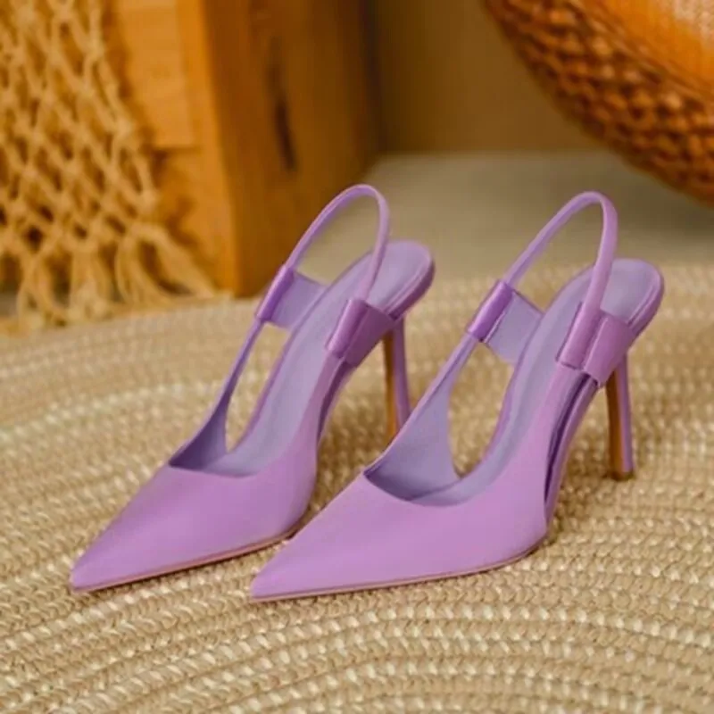 2022 Spring New Brand Women Slingback Sandals Pointed Toe Slip On Thin High Heel Ladies Elegant Pumps Shoes Drss Sandals