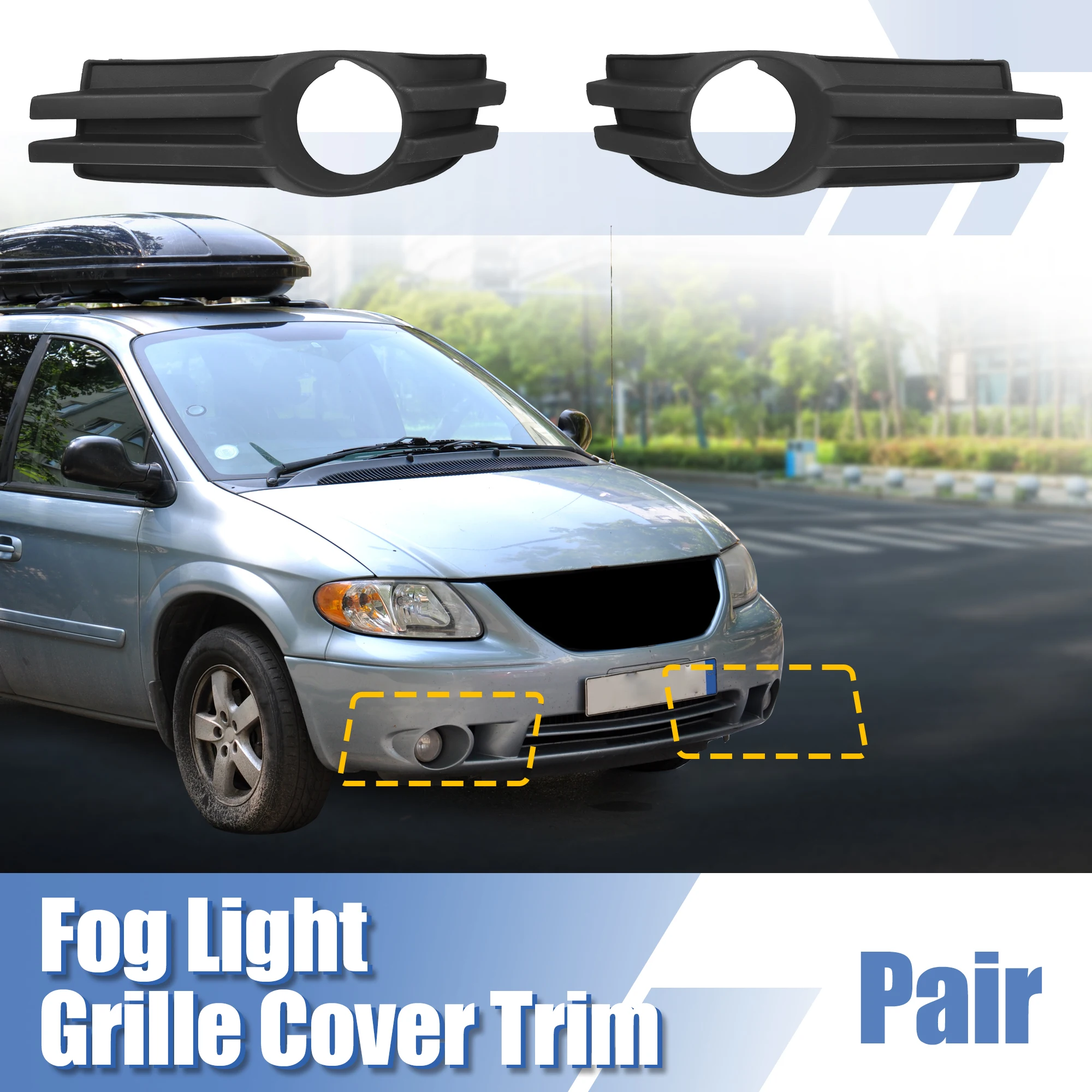 

X Autohaux 1 Pair 5113232AA Front Right Passenger Side Fog Light Grille Cover Trim for Dodge Grand Caravan 2008-2010 5113233AA