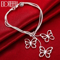 doteffil 925 sterling silver snake chain three butterfly bracelet for woman charm wedding engagement fashion party jewelry