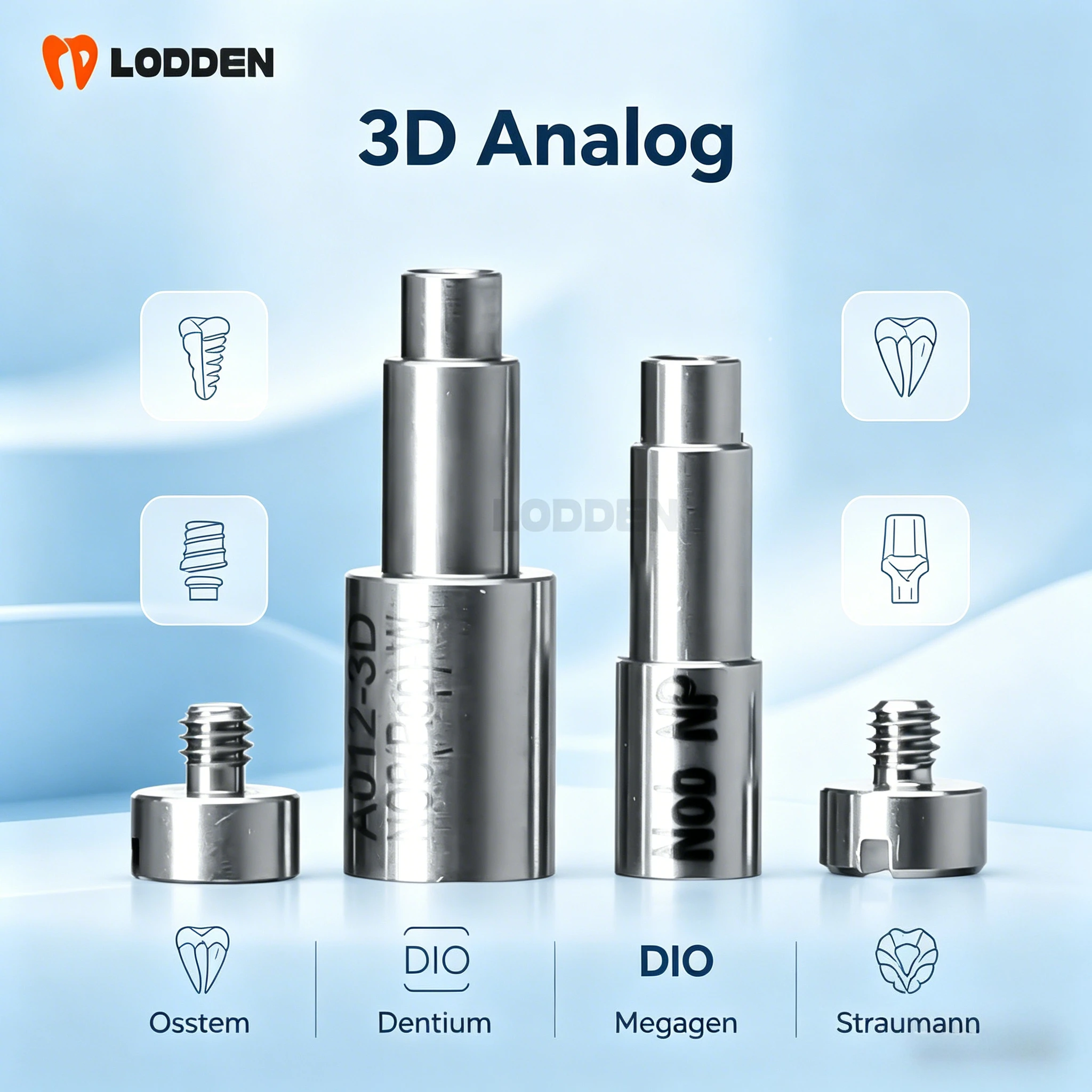 Фото 5 шт. аналогов зубных имплантатов Lodden Dental 3D для CAD/CAM систем, совместимых с Osstem, Dentium, Megagen, Dentis, NeoBiotech, Straumann №2