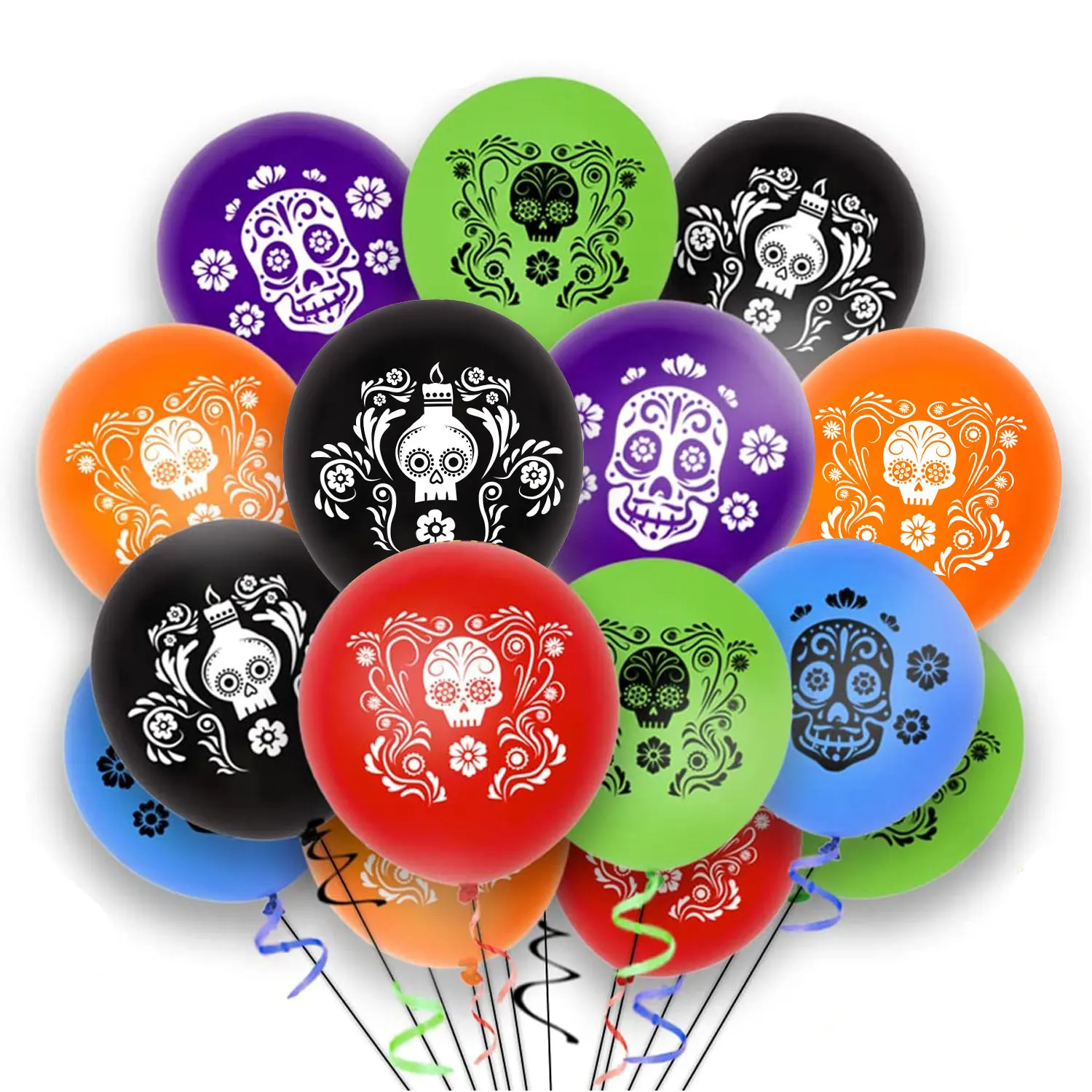 36 Pcs Day of the Dead Balloons, 12 Inches Skull Latex Balloons for Day of the Dead, Mexican Festival Holiday Party Decorations
