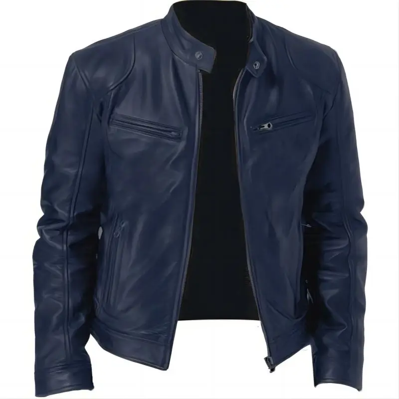 

Fall/Winter 2023 new men's cardigan explosive PU leather jacket fashion handsome jacket zipper leather jacket men
