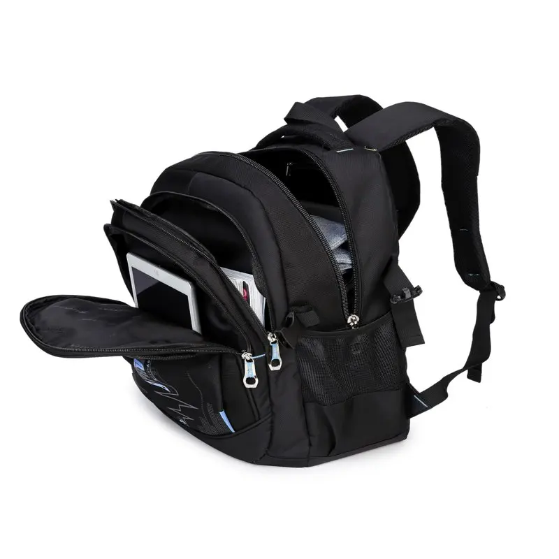 Black Blue Mens School Backpack  Student Book Bag Travel Back Pack Laptop Backpack
