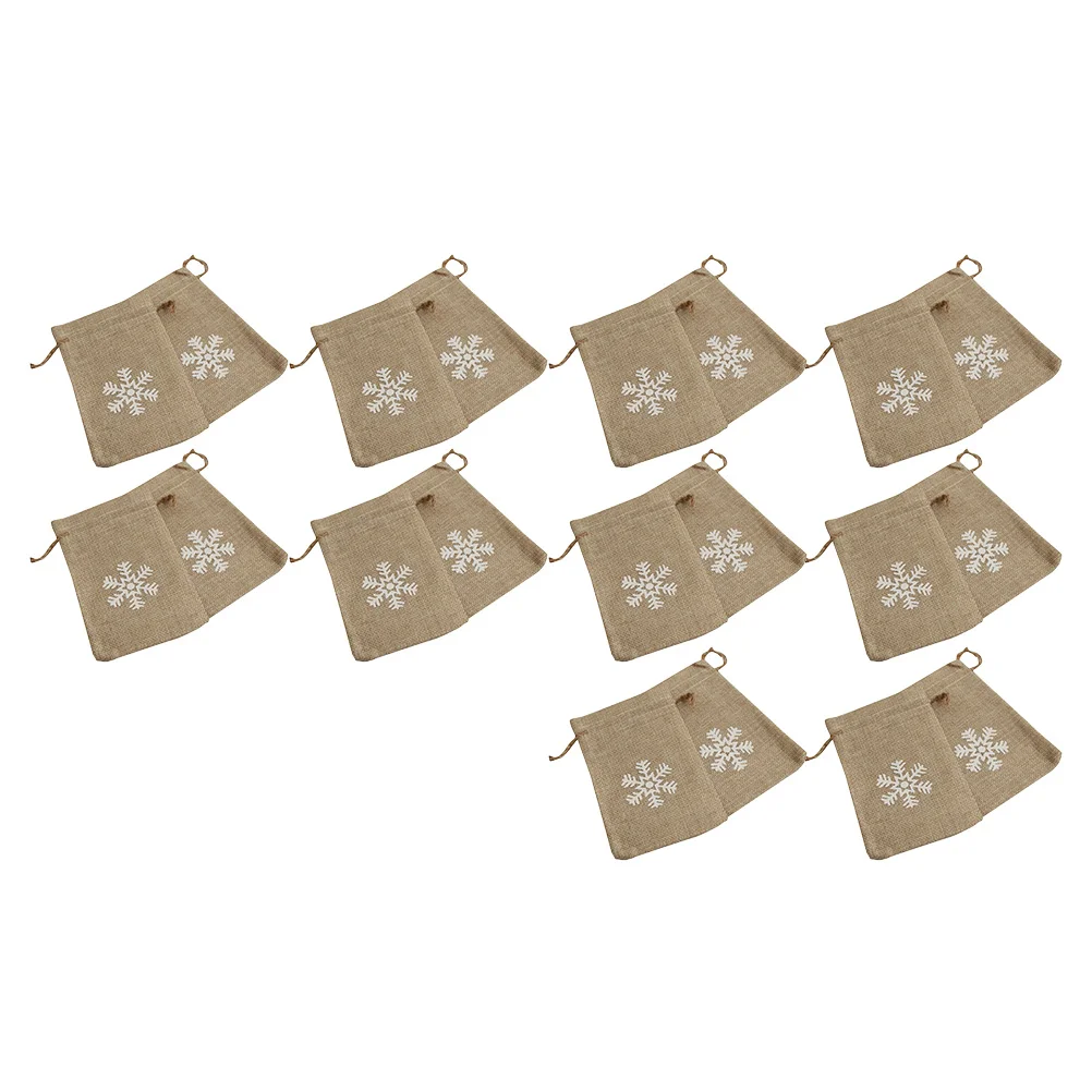 

Snowflake Burlap Bag Candy Container Drawstring Party Favors Supplies Gift Pouch Wrappers