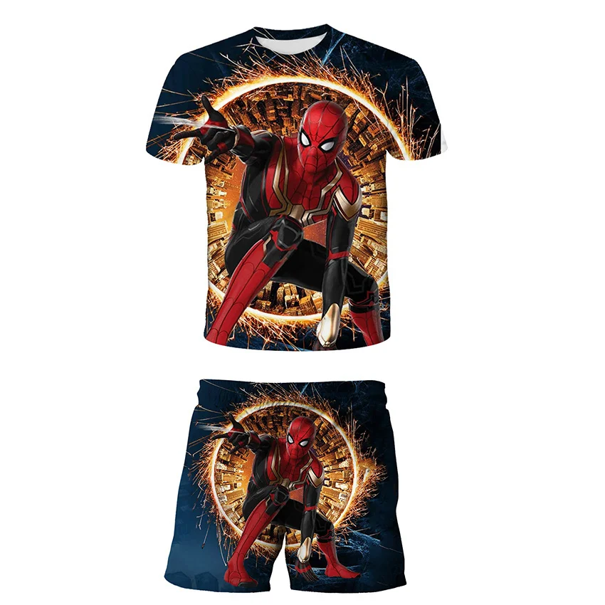 

Fashion 3D Print Anime Marvel Spider-man TShirts Shorts Set Boys Girls Hip Hop Casual Short Sleeve Cartoon Tops Short Pant Suit
