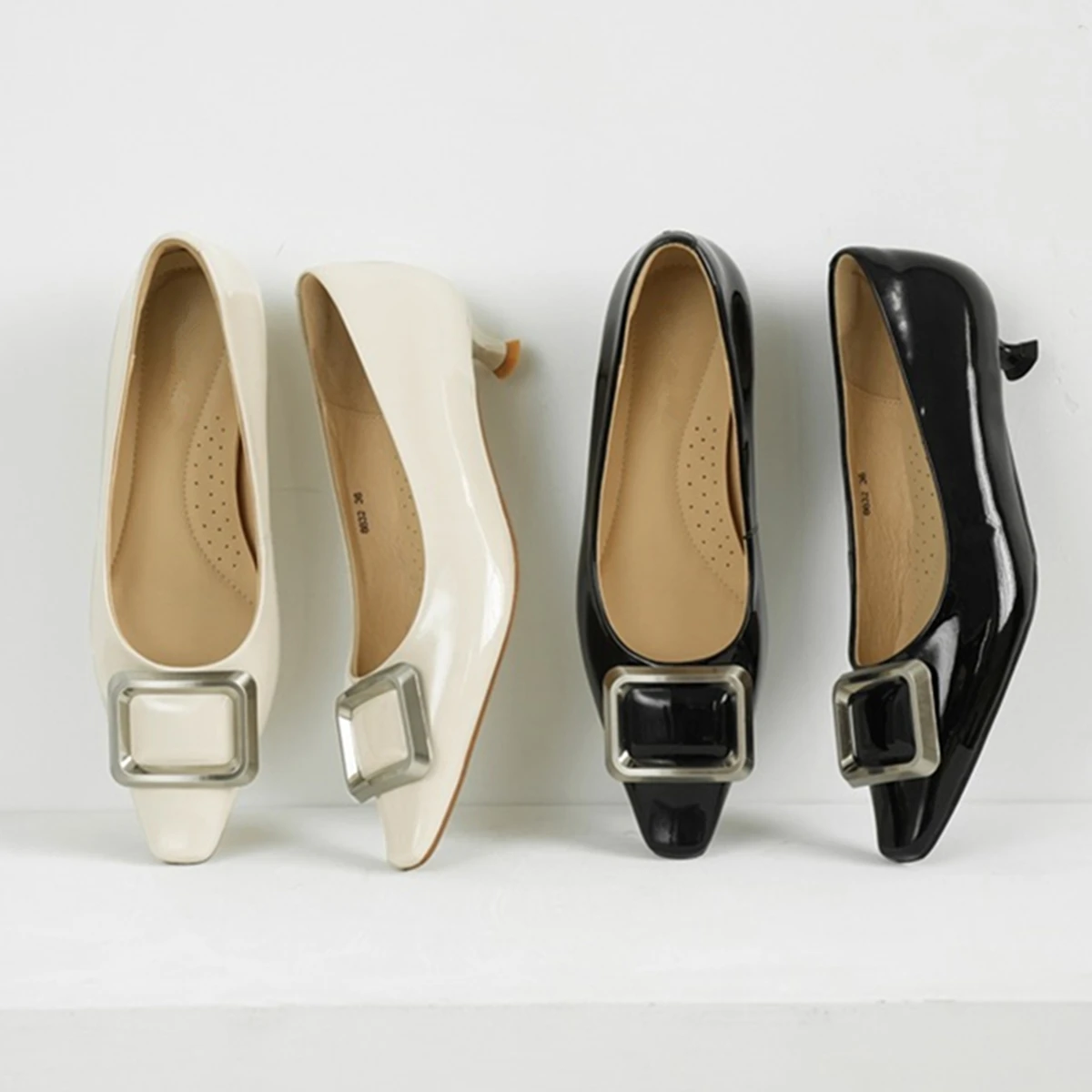 Увязанные французские офисные женские элегантные золотые квадратные пряжки на