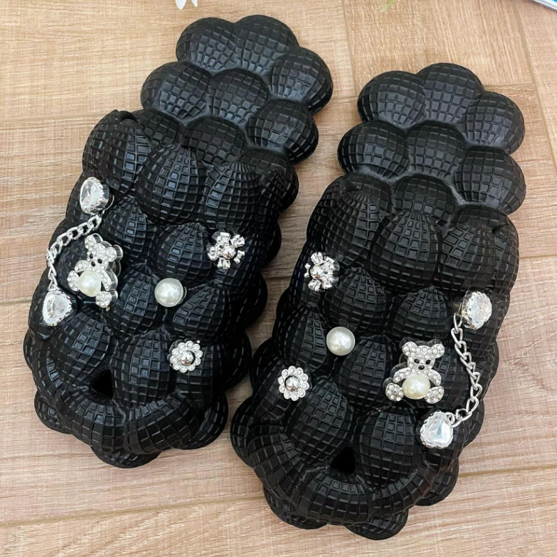 Silver Geometric Rivets Decor Vented Clogs Summer Platftorm Slides Women Shoes Punk Slipppers Beach Sandals Men Girl Plus Size