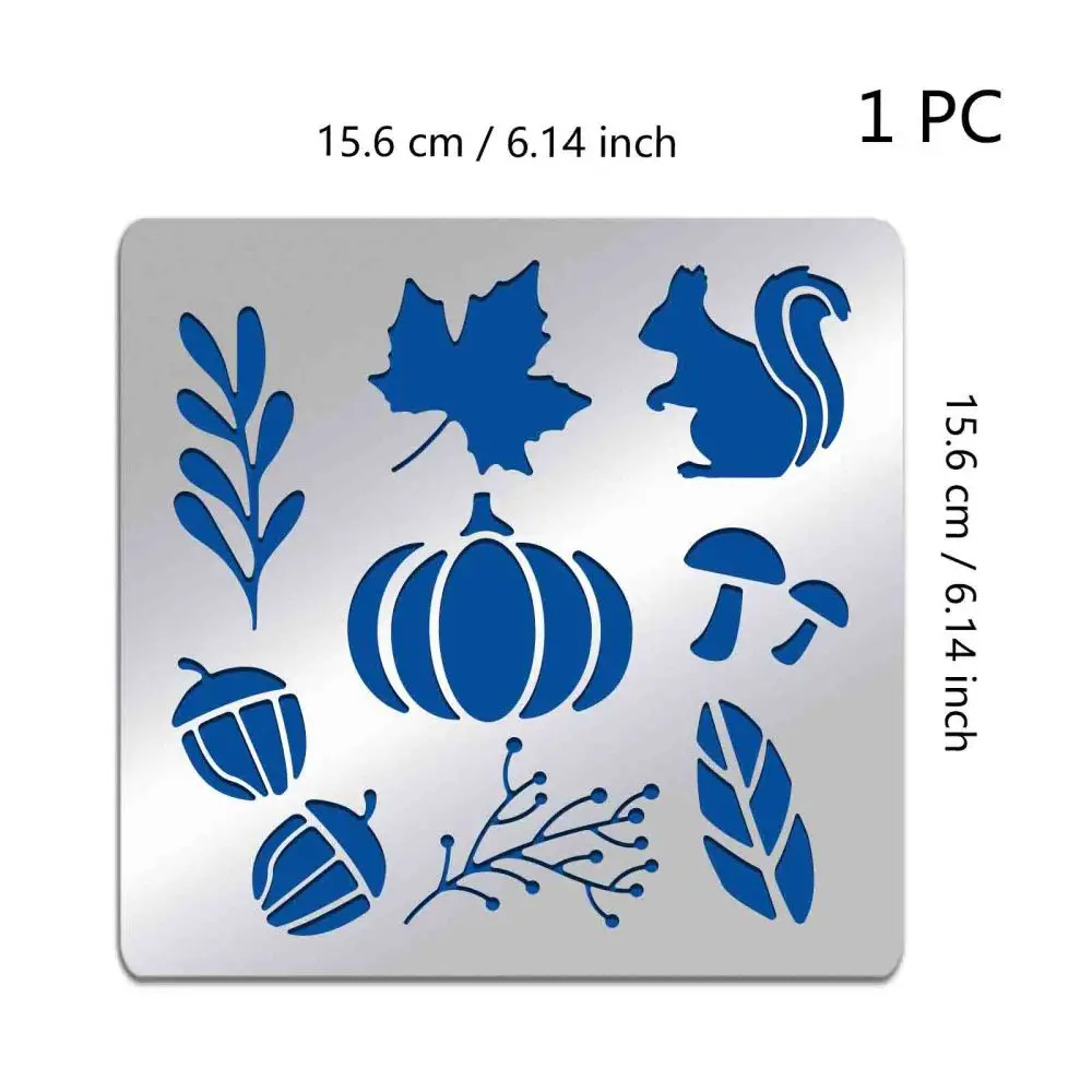 Autumn Creative Hollow Out Metal Stencils Maple Leaves Pumpkins Mushrooms Foxes Stencils for DIY Engraving Painting Scrapbooking