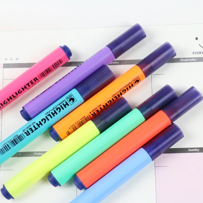 

8pcs Stationery 3240 8-color highlighter Japanese triangle highlighter marker note number pen