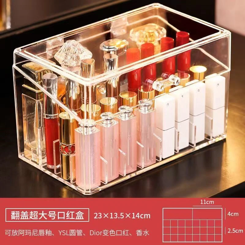 

Dust proof lipstick storage box acrylic lipstick rack desktop cosmetics shelf dresser compartment box with cover