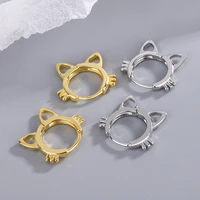 new fashion cute cat small hoop earrings for women hollow ear nail tiny huggies female charming ear piercing accessories jewelry