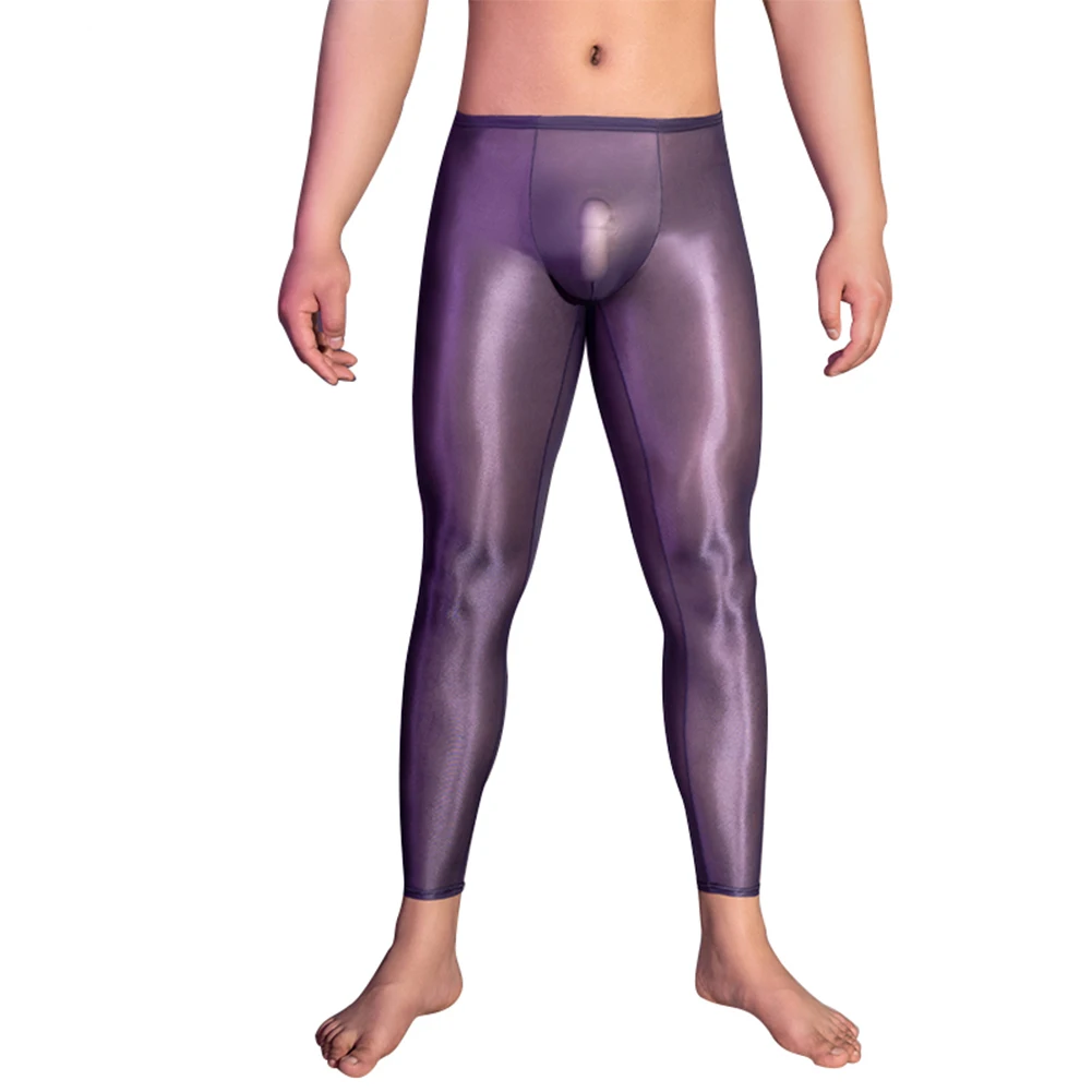 Масляные блестящие брюки мужские колготки с выпуклой сумкой для пени фитнеса