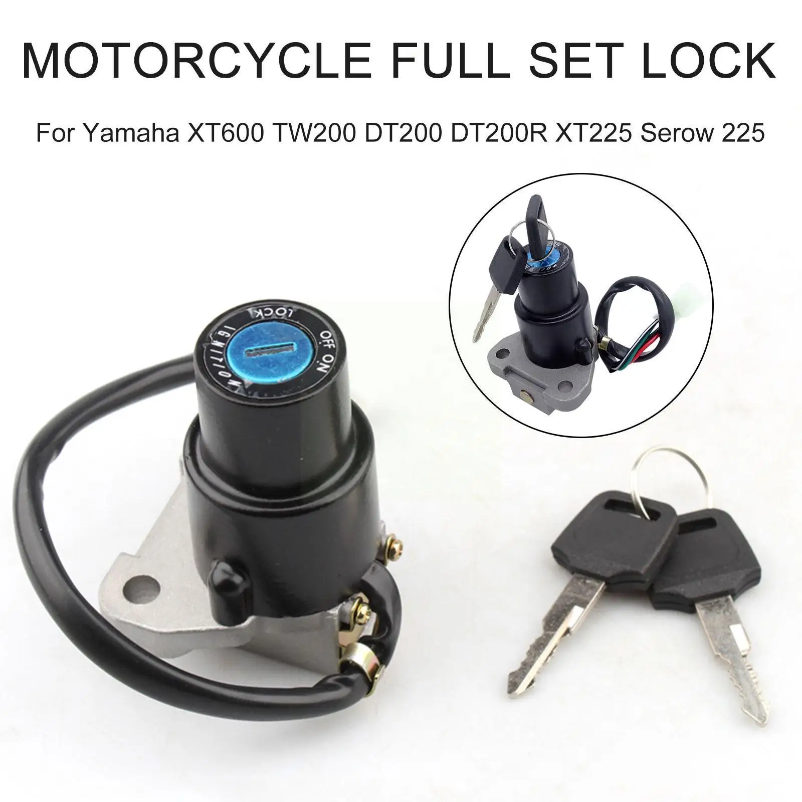 

Motorcycle Fuel Tank Cap Cover Moto Lgnition Switch Seat Key Lock Kit for YAMAHA XT600 TW200 DT200 DT200R XT225 Serow 225 Q0I9