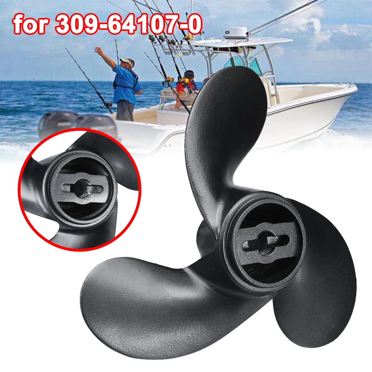 

Black 7.4 x 5.7 Marine Propeller 309-64107-0 For Nissan Tohatsu Evinrude Johnson 2.2-3.3HP 3 Blades R Rotation