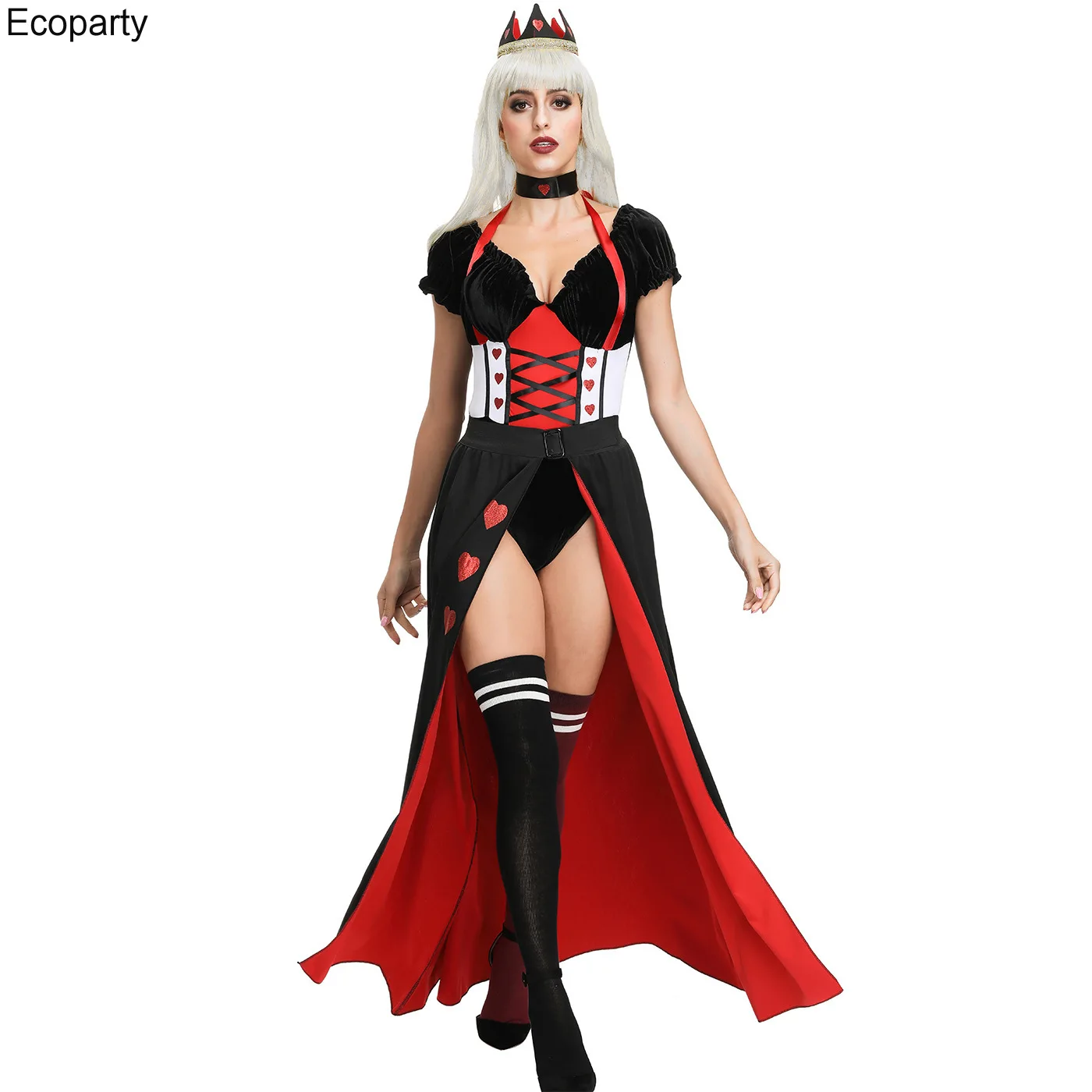 

Queen of Hearts Costume Halloween Women The Red Queen Iracebeth Alice in Wonderland Cosplay Fancy Dress for Ladies Party Stage