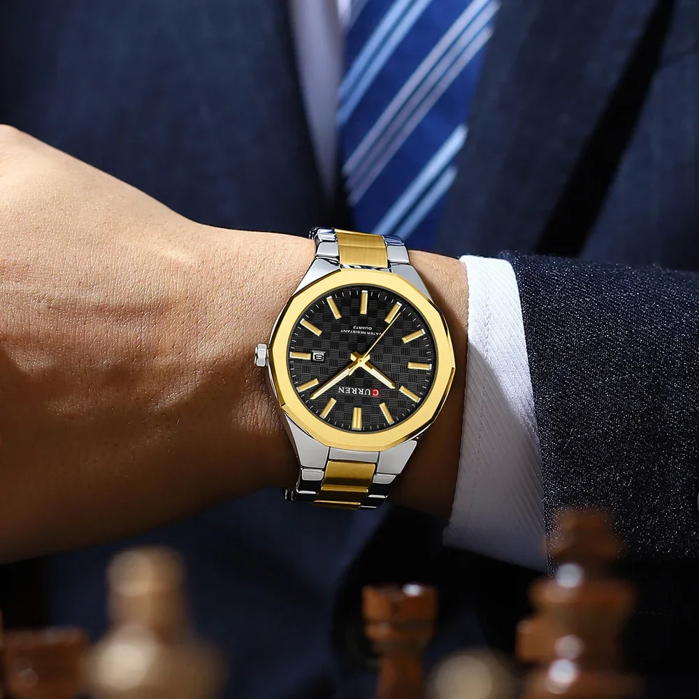 CURREN Бизнес Роскошные мужские кварцевые часы со светящимися стрелками Модные из