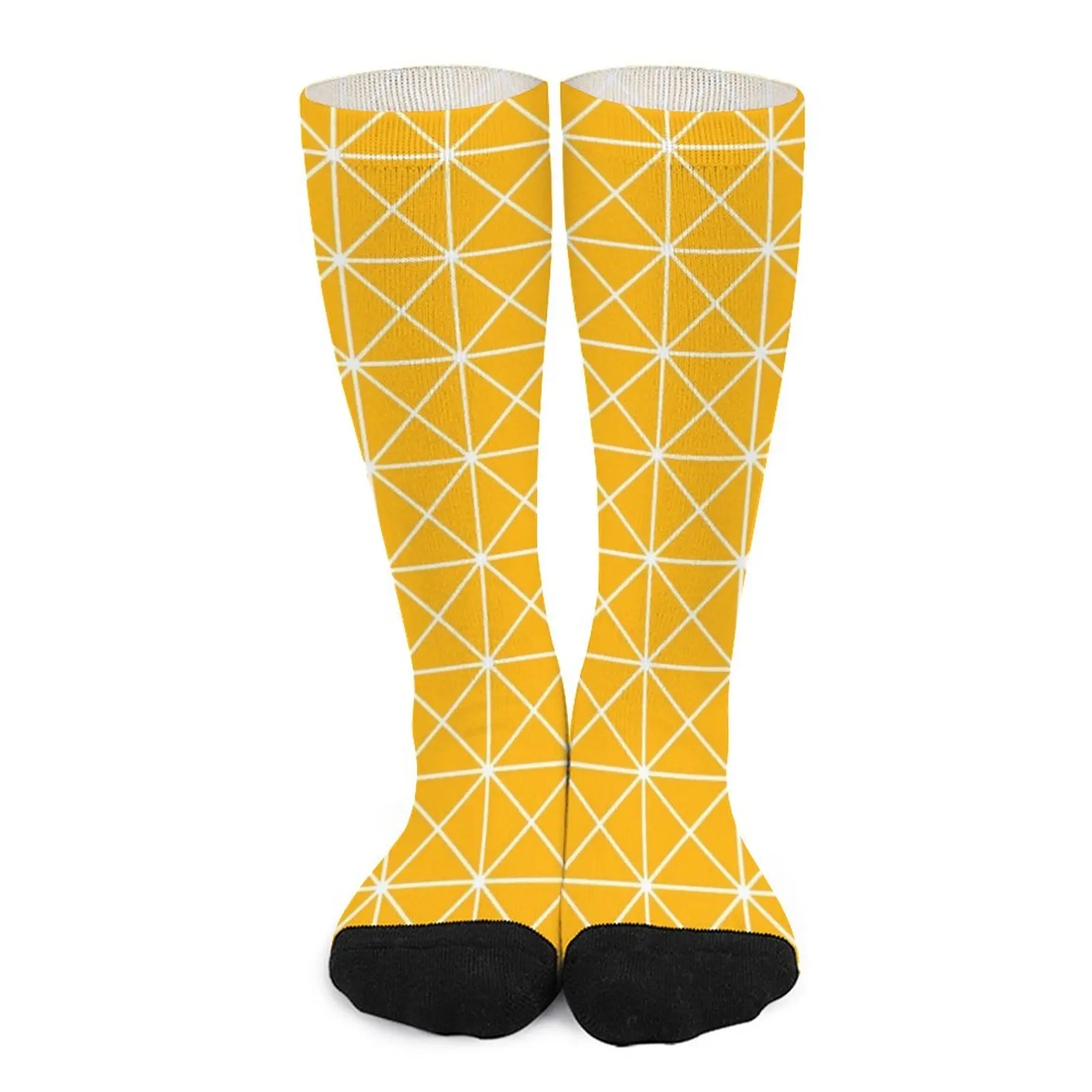 

Желтые чулки в скандинавском стиле для женщин и мужчин, носки в полоску, качественные готические носки, нескользящие носки для бега, подарок на заказ