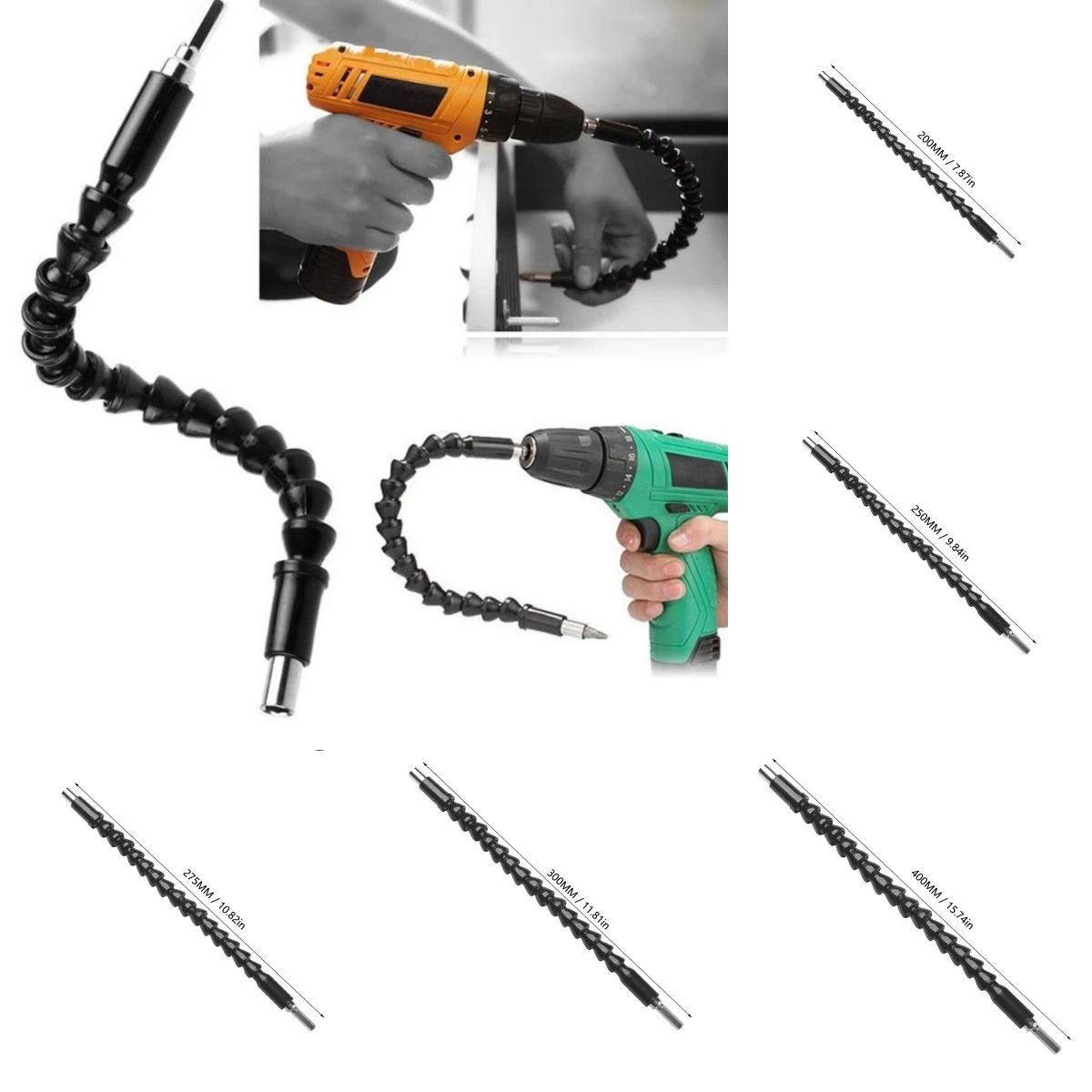 

Flexible Shaft Extension Screwdriver Drill Bit Holder Link for Electronic Drill 200/250/295/400mm Hex Screwdriver Soft Shafts