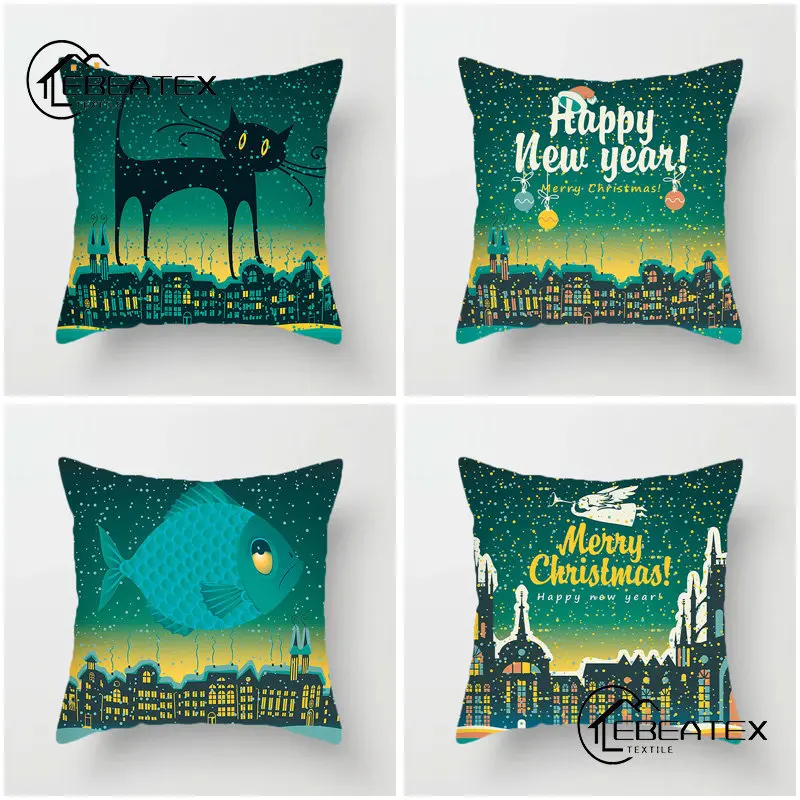 

Cartoon Christmas Pillow Caes Decorative Atmosphere Cute European and American Sofa Cushion Removable Plush Pillow Cover 40*40