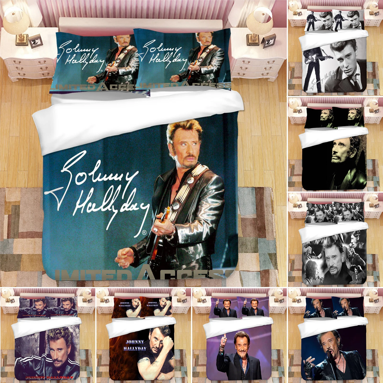 

Johnny Hallyday Bedding Set Duvet Cover Bedroom Comforter Covers Single Twin King ​Size Quilt Cover Home Textile 2/3PCS