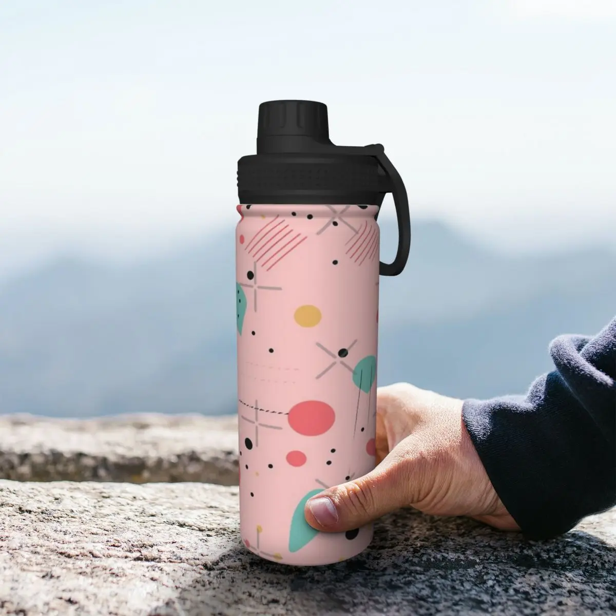 

Seamless Pattern 18OZ Sports Insulated Kettle Stainless Steel Push pull Lid Suitable For Camping Great Gift