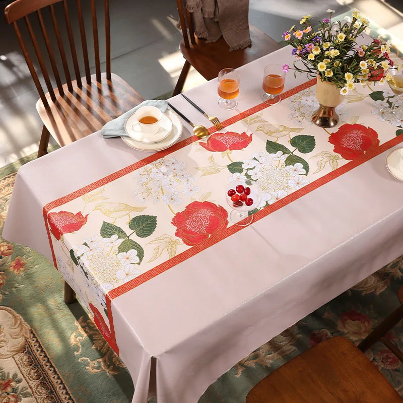 

Chinese style tablecloth, washable, rectangular PVC tablecloth, coffee table mat, light and luxurious, high-end