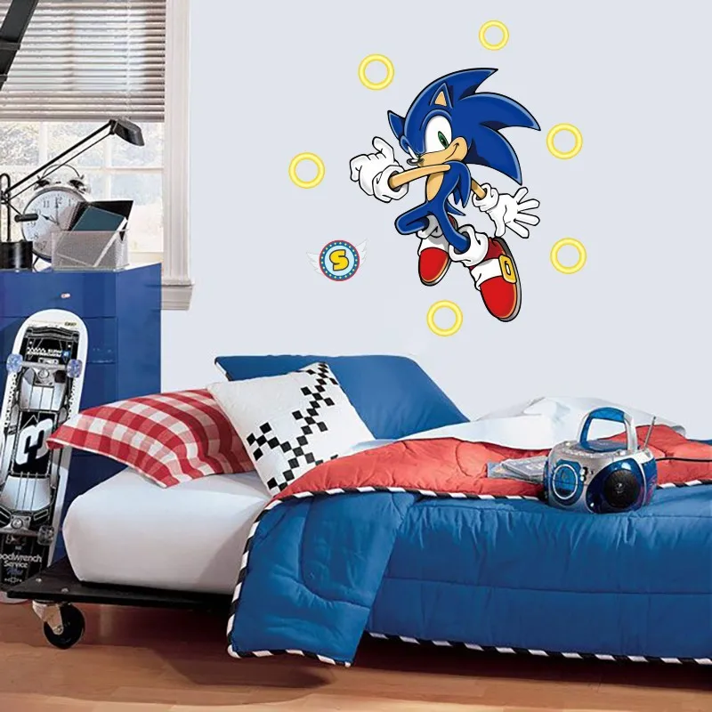 Sonic The наклейки с ежом мультяшная анимация, высокая стоимость, творческая искусственная 3D самоклеящаяся искусственная наклейка, настенные наклейки