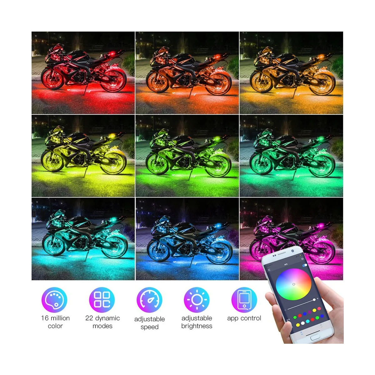 12 шт. водонепроницаемые светодиодные ленты для мотоцикла