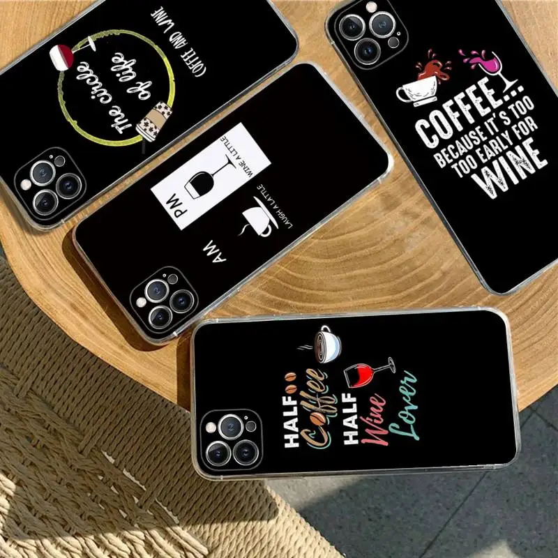 

Coffee Wine Cup Phone Case For iPhone XR X XS Max 14 13 Pro Max 11 12 Mini 6 7 8 plus SE 2020 Printing Cover