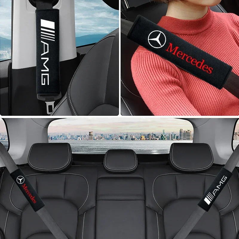 2Pcs Seat Belt Cover Car Styling Cotton Safety Shoulder Protector for Mercedes Benz AMG GLE GLS CLS GLC CLA GLA Auto Accessories
