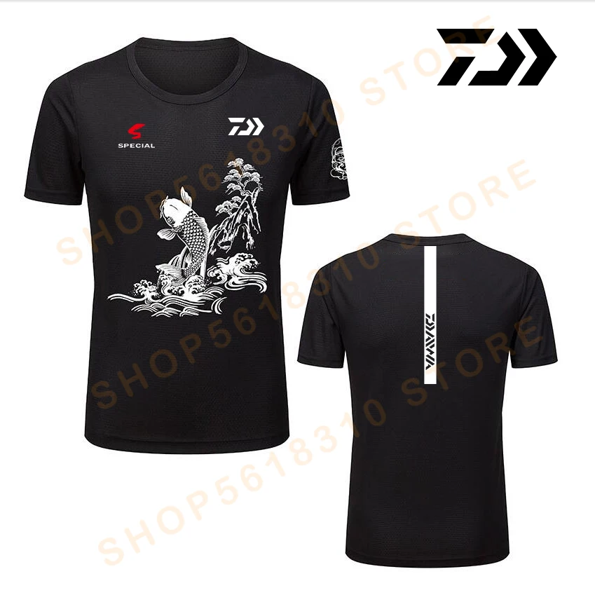 

Summer Daiwa Clothing for Fishing Camouflage Outdoor Fishing Tshirt Breathable Letter Short Sleeve Top Sport Quality Fishing Tee