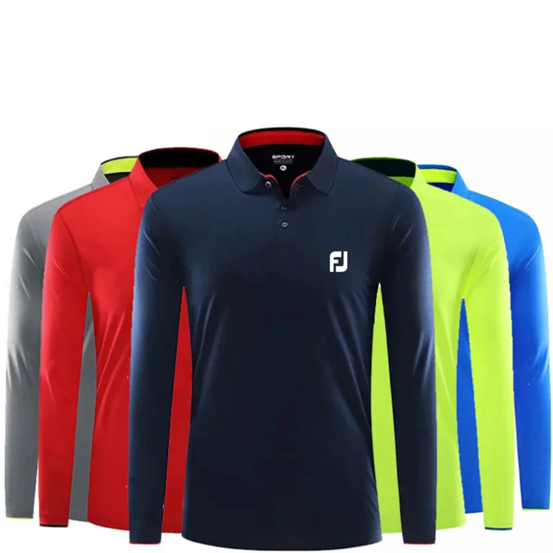 Men's Polo Long Sleeved Sports Golf Shirt Breathable and Quick Drying Spring Autumn Clothing