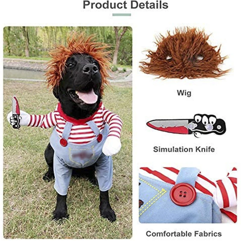 Dog Fancy Dress Big Small Halloween Dog Costume Chucky Extra Extrs Lsrge Suit Costumes For Dogs Disguise Pet Clothes Cosplay Cat images - 6