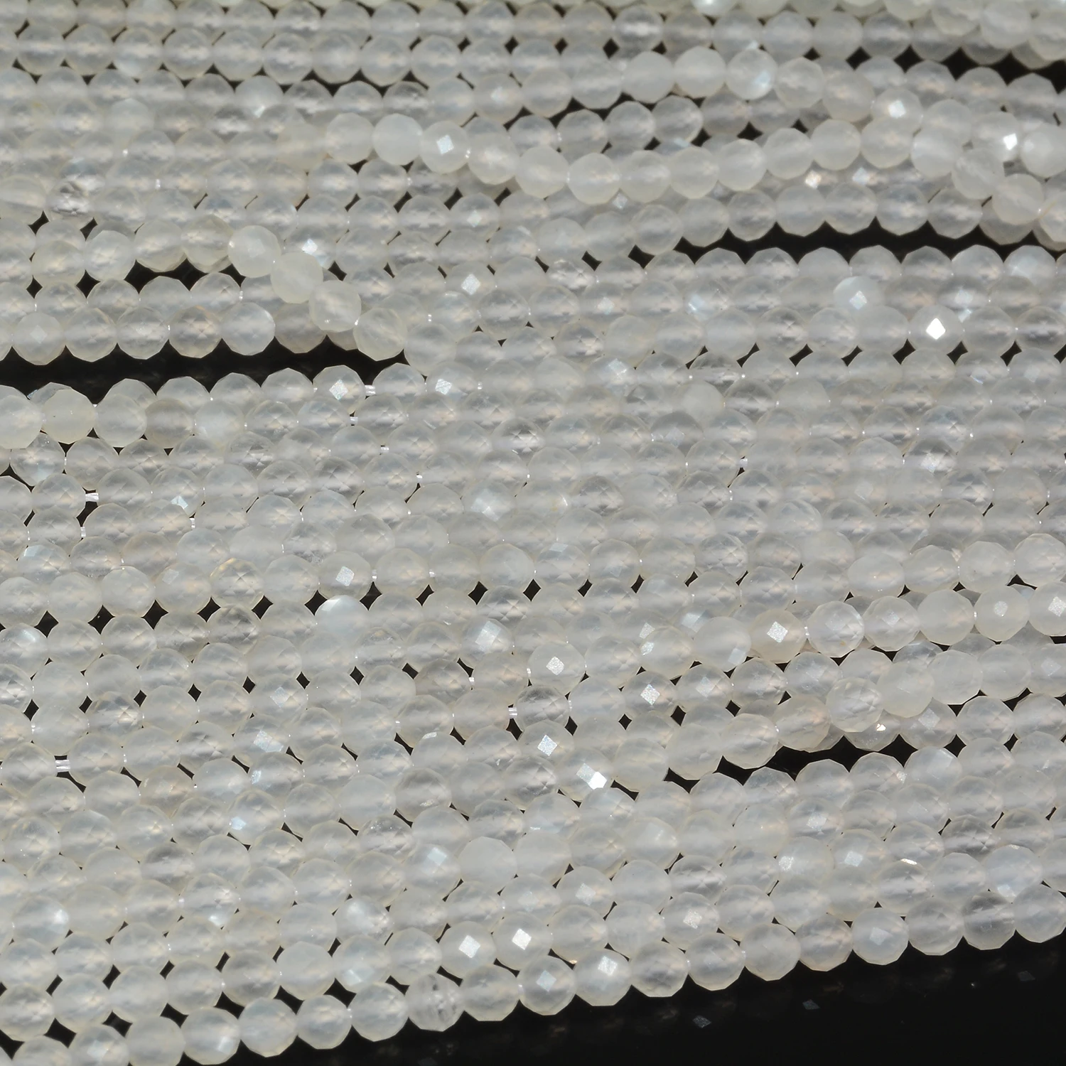 Natural White Flash Moonstone Faceted Round Beads 3.3mm |