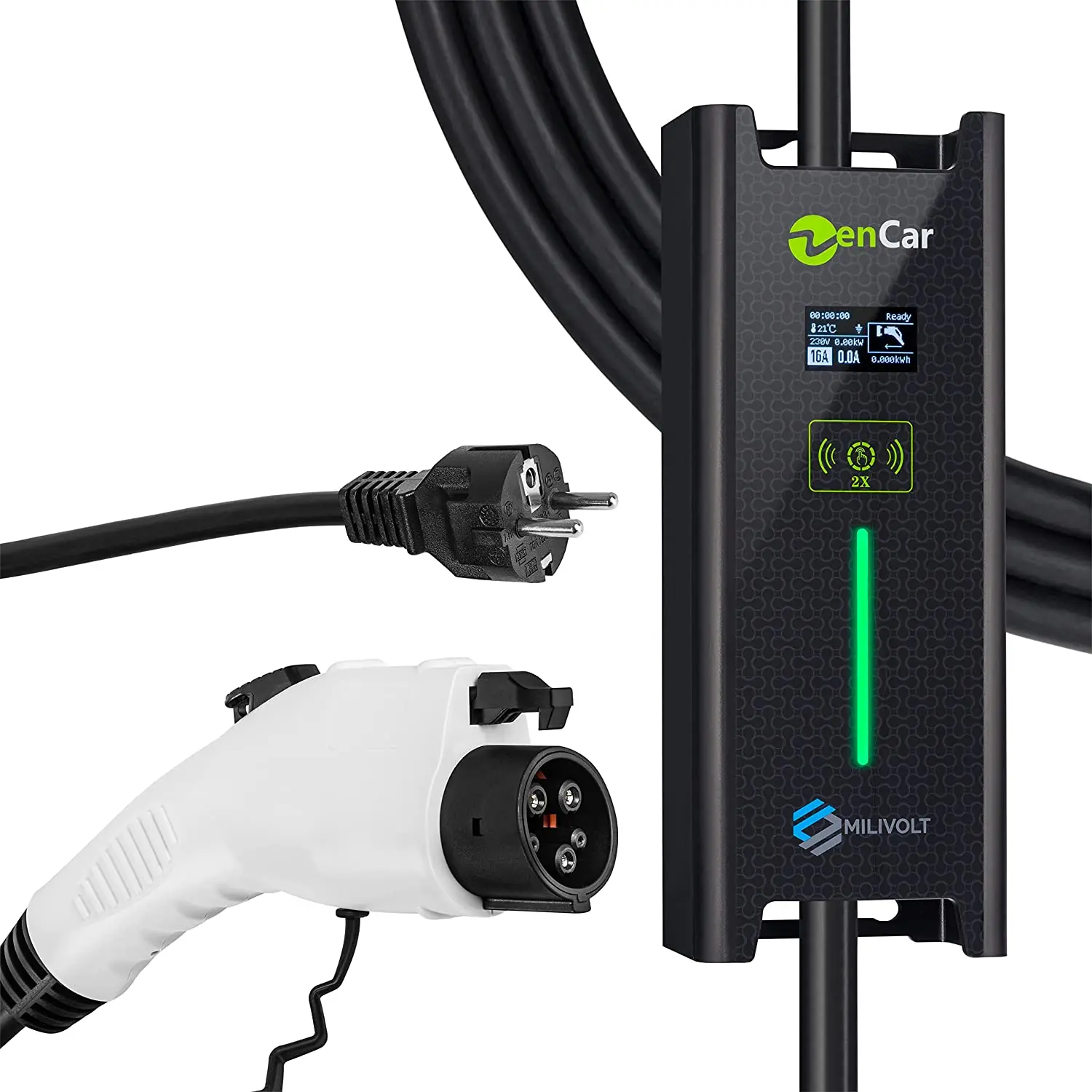 

Milivolt EVSE портативное электрическое автомобильное зарядное устройство для электромобилей | 3,6 кВт | Тип 1 | 5 м кабель | 230 В штепсельная вилка ...