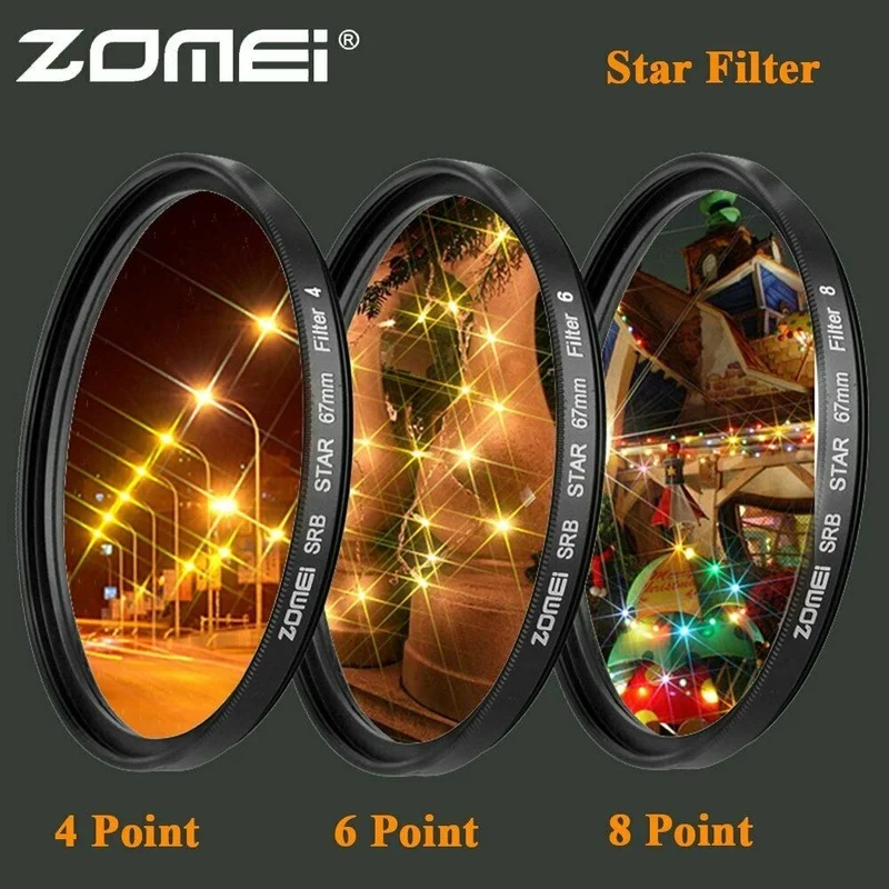 Звездный фильтр ночного видения ZOMEI 4/3 5-piont Filter Set 82 мм для Canon Nikon DSLR |