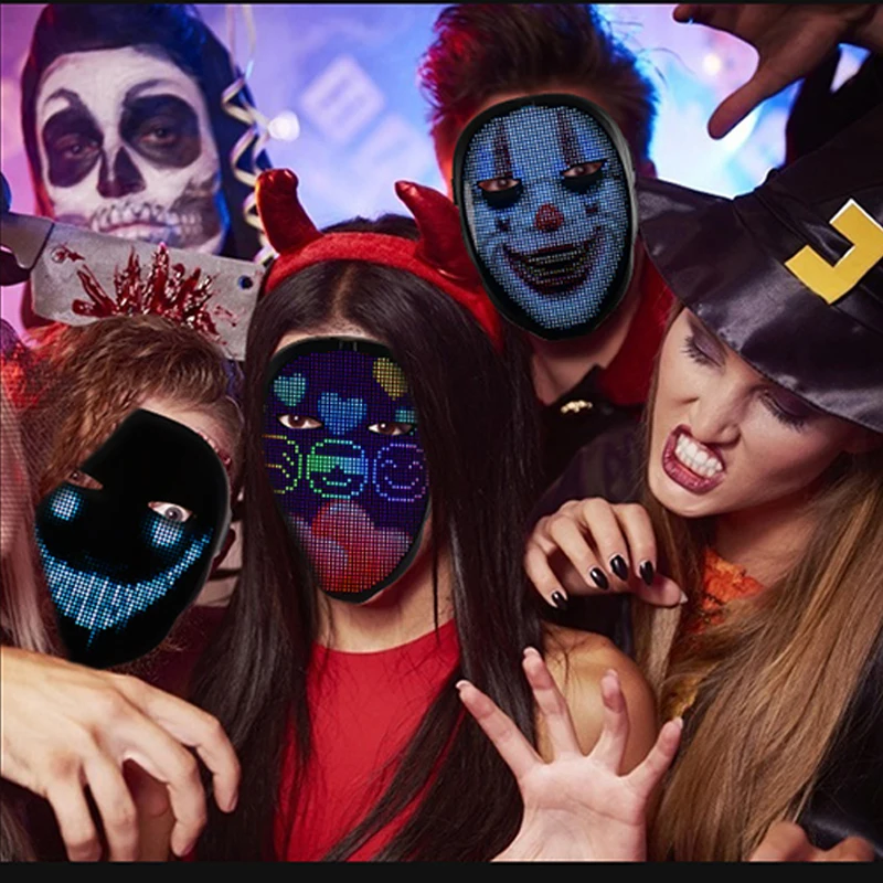 Светодиодная маска управления Bluetooth для танцев DJ-бара ночной мигающий