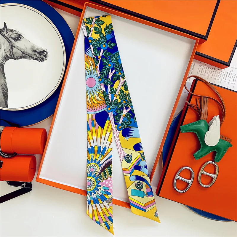 100% шелковый высококачественный роскошный брендовый шарф Женская Повязка На