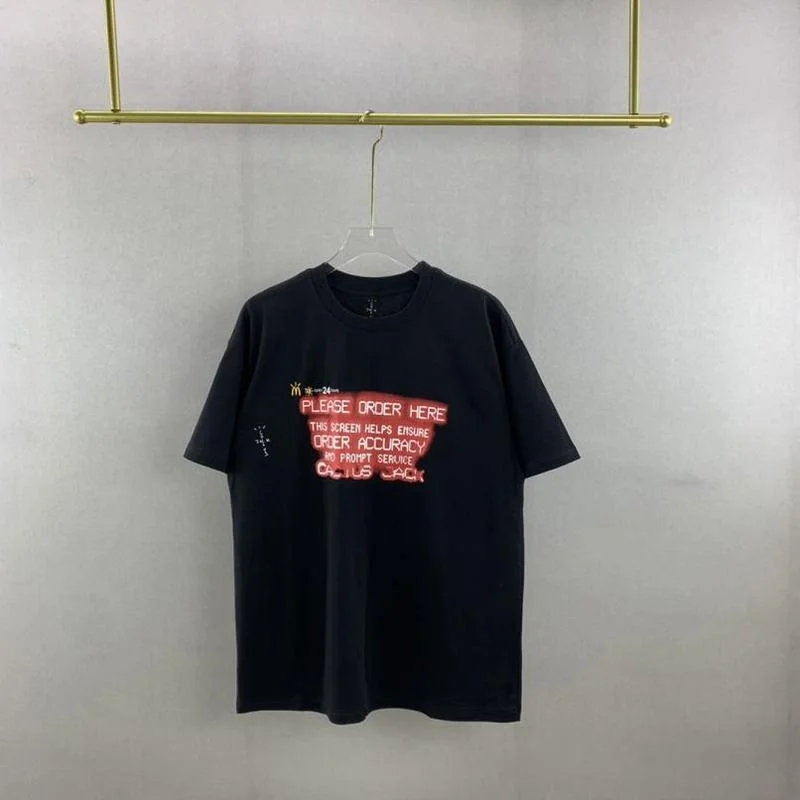 

22SS Colorful Alphabet Smiley Print 100% Cotton EU Size Cactus Jack T Shirt Men Women Fashion Summer Justin Bieber Demon Slayer