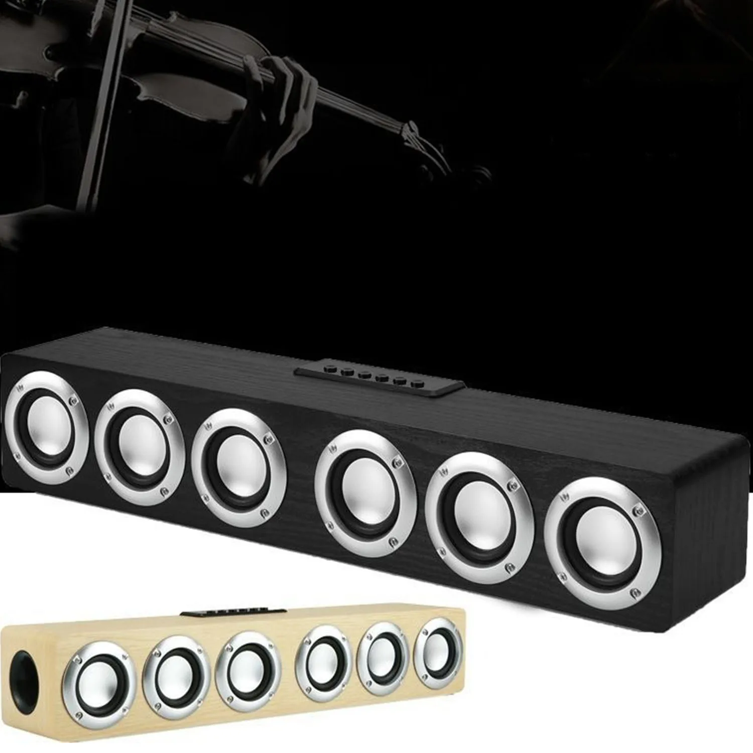 

Настольный Bluetooth-динамик, TF/AUX/USB флэш-накопитель, проводной вход/выход, 3D стерео звук, портативный деревянный беспроводной динамик