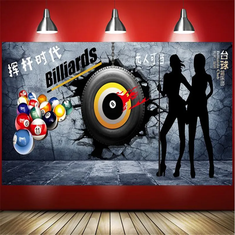 Пользовательский размер и текст изображение бильярда настенная бумага