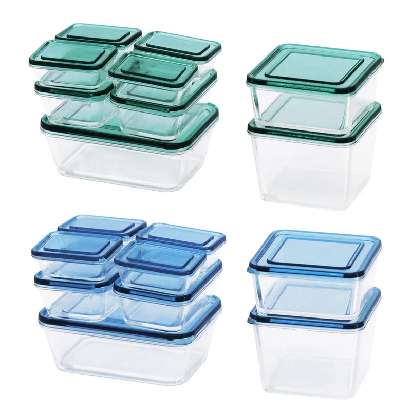 

2Set 1:6 And 1:12 Mini Model Dollhouse Toy Mini 9-Piece Mini Container Dollhouse Accessories(Blue&Green)