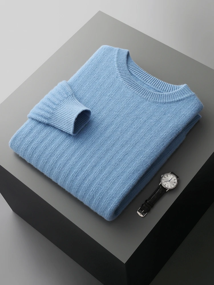 Мужской пуловер из 100% мериносовой шерсти осень-зима толстый теплый кашемировый