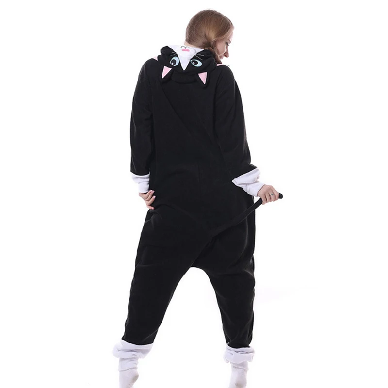 Unisex Winter Warm Thin Animal Cartoon One Piece Pajamas Polyester Comfortable Lovely Cosplay Clothes With A Button Switch