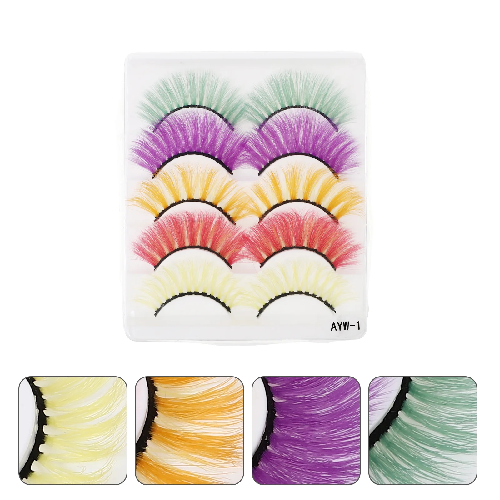 

Eyelashes Lashes False Colored Fake Colorful Halloween Cosplay Eyelash Color Makeup Strips 3D Dramatic Fluffy Rainbow