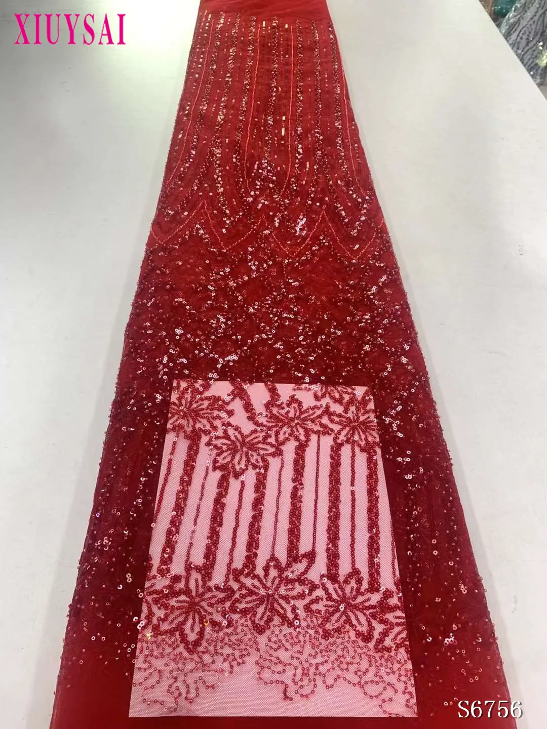 

2023 High Quality Nigerian Lace Fabric African Sequins Lace Fabric 5yards French Tulle Lace Fabric For Wedding Party